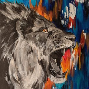 The King : Tableaux acryliques d'animaux colorés de Jessquisse