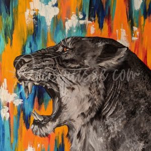 The Queen : Tableaux acryliques d'animaux colorés de Jessquisse
