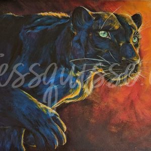 La Féline : Tableaux acryliques d'animaux colorés de Jessquisse