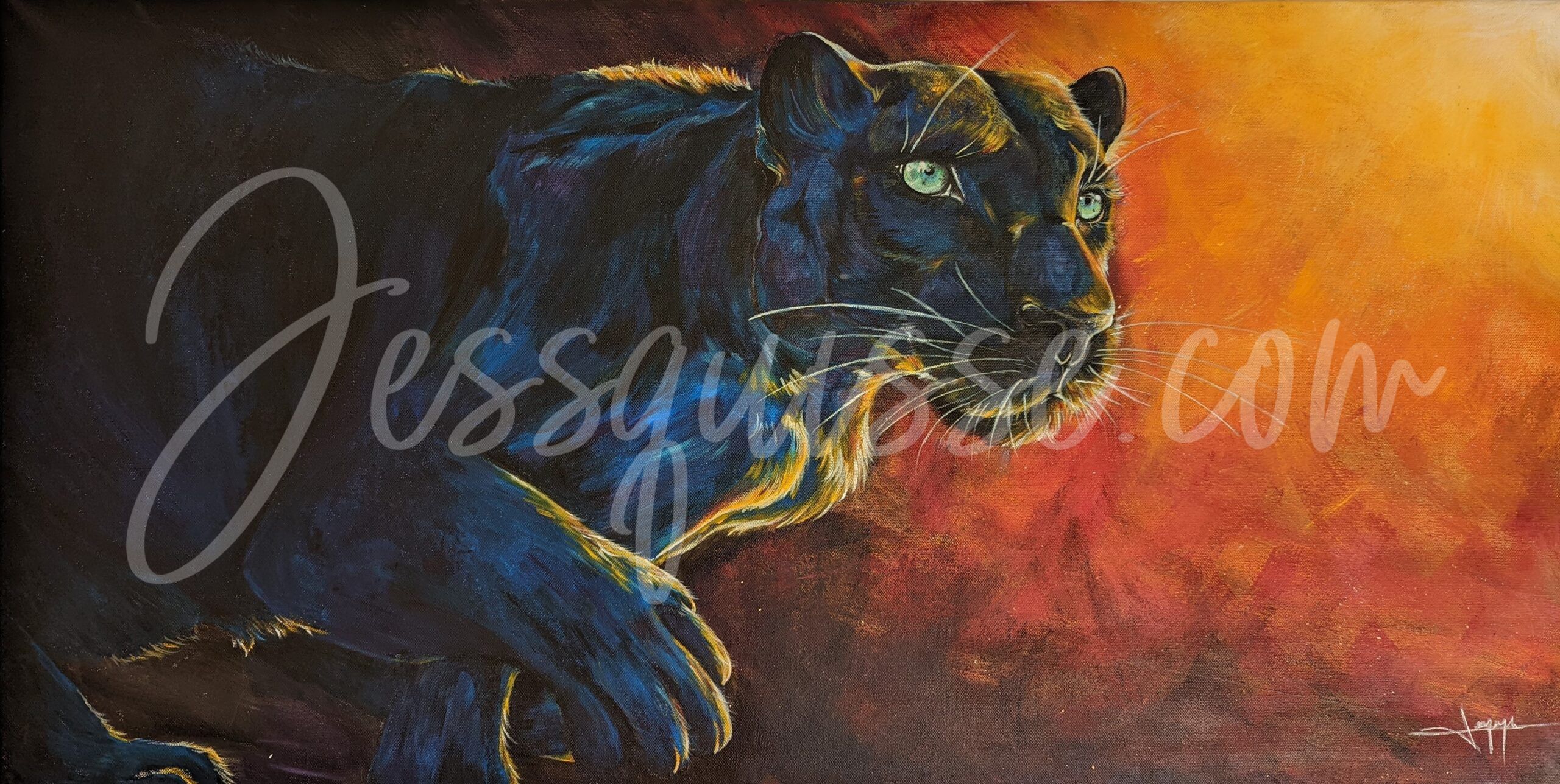 La Féline : Tableaux acryliques d'animaux colorés de Jessquisse