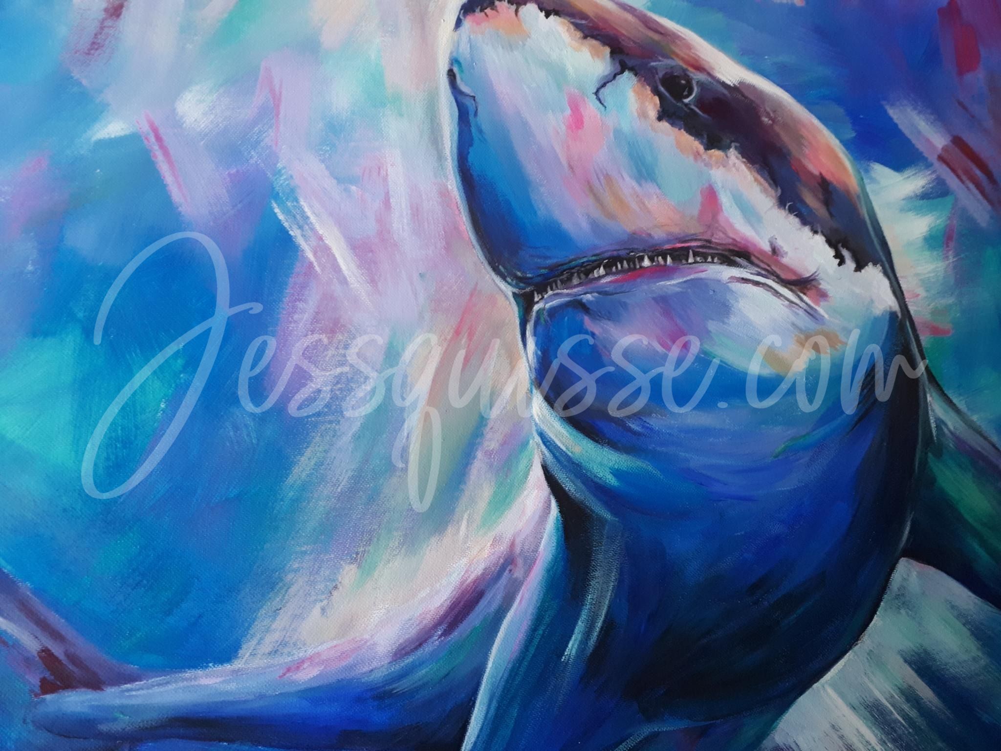 Bruce – Peinture acrylique requin 60×80 cm – Image 6