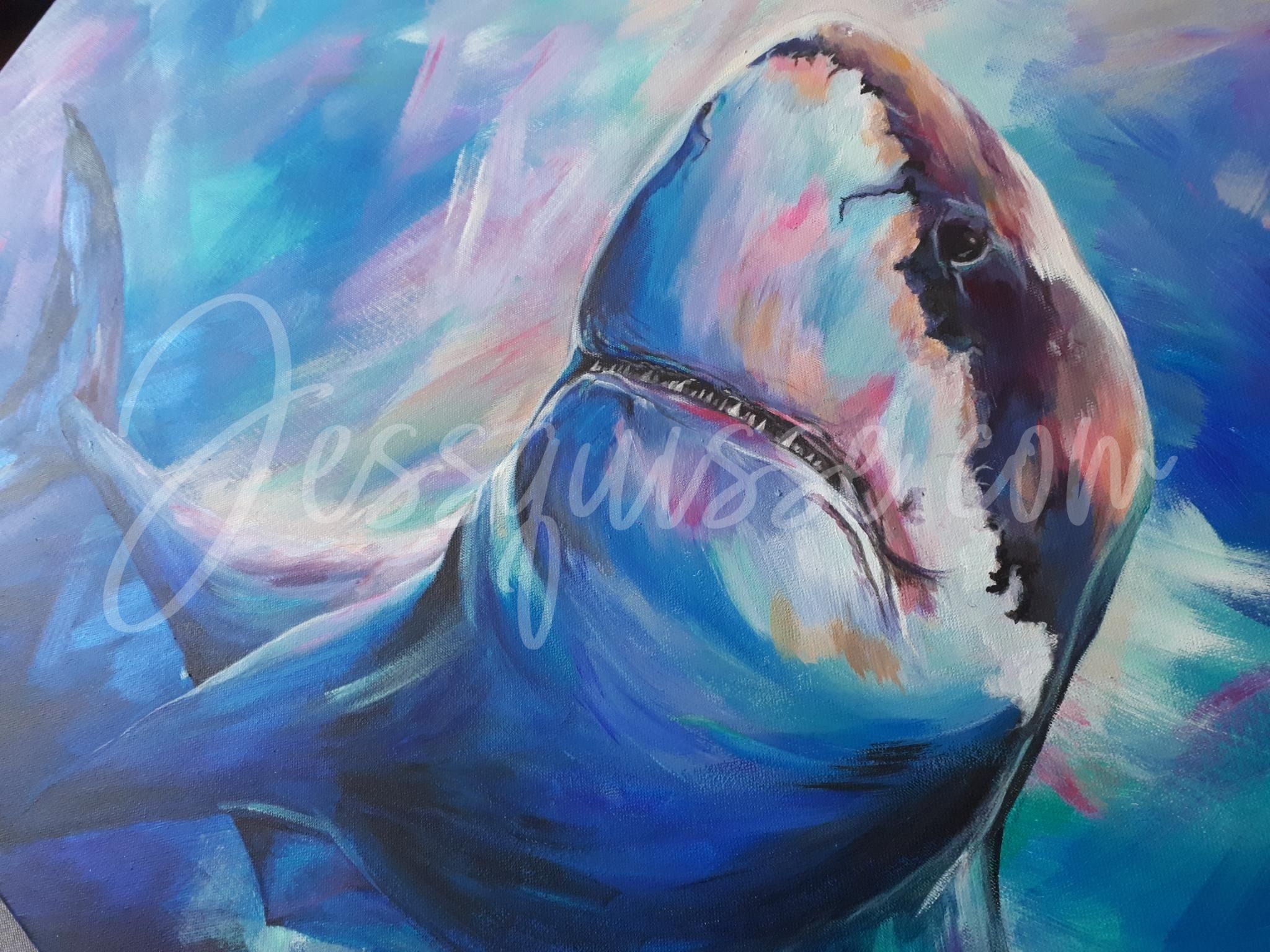 Bruce – Peinture acrylique requin 60×80 cm – Image 5