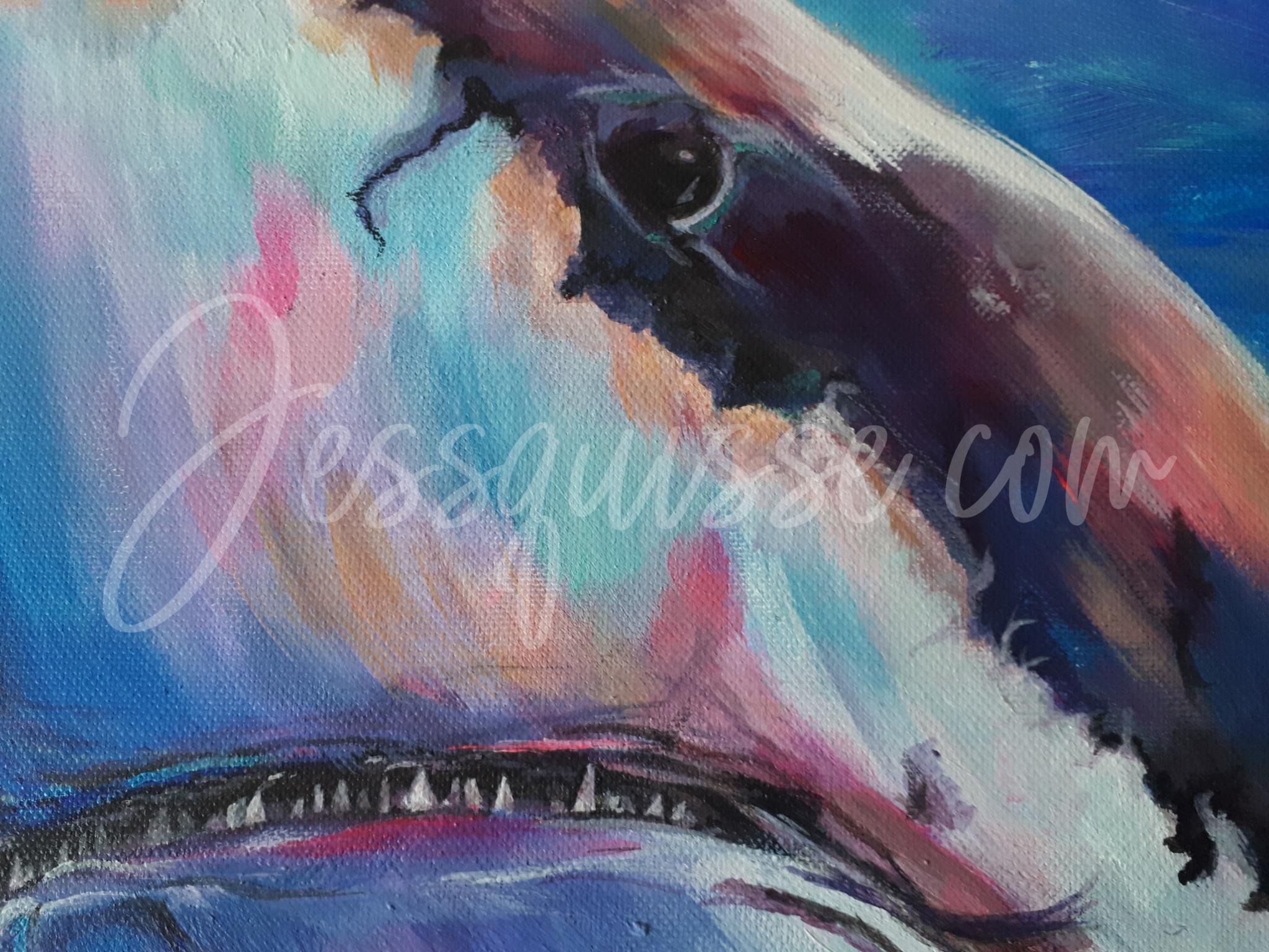 Bruce – Peinture acrylique requin 60×80 cm – Image 3