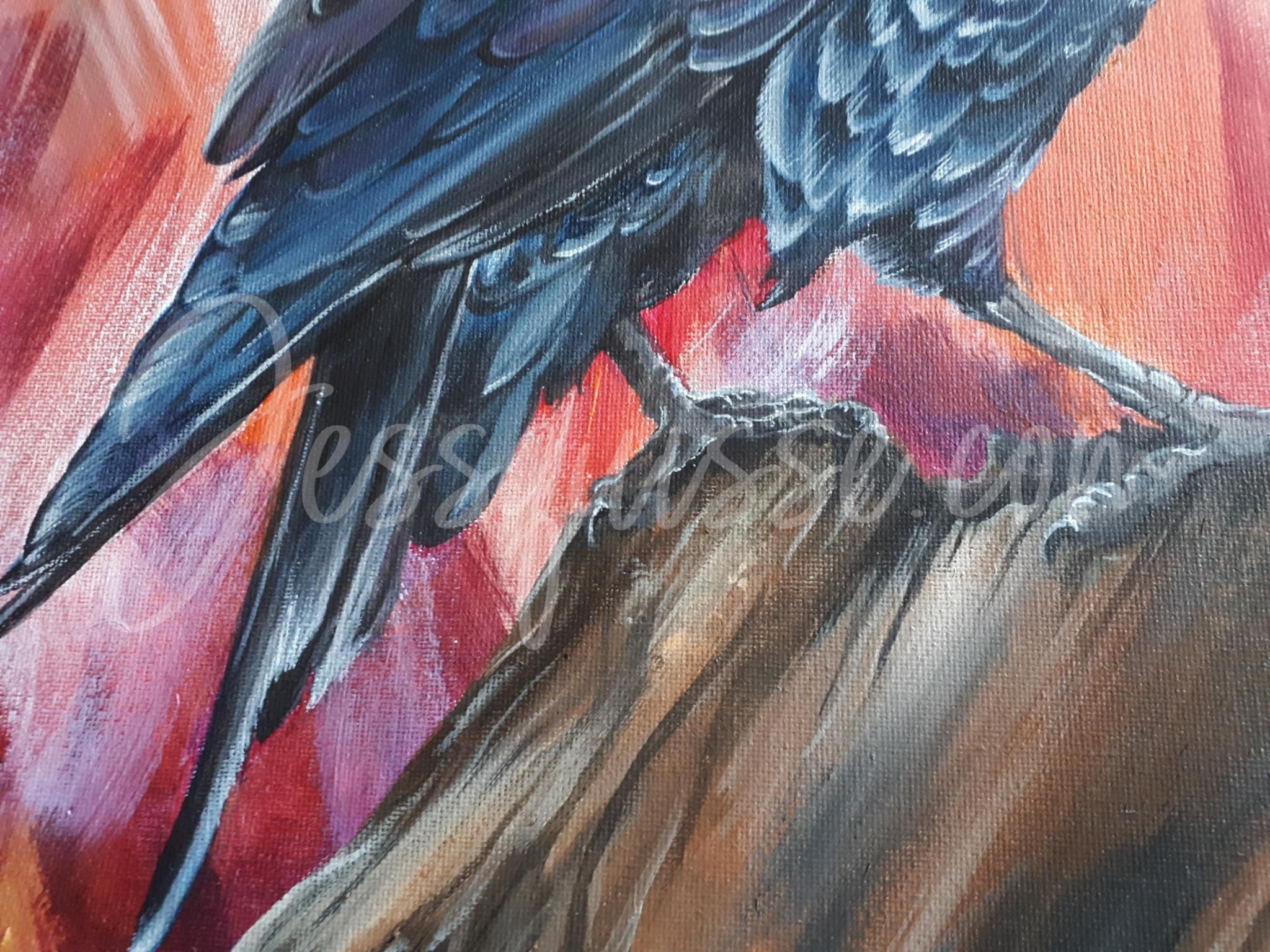 Heckle – Peinture acrylique corbeau 50×50 cm – Image 2