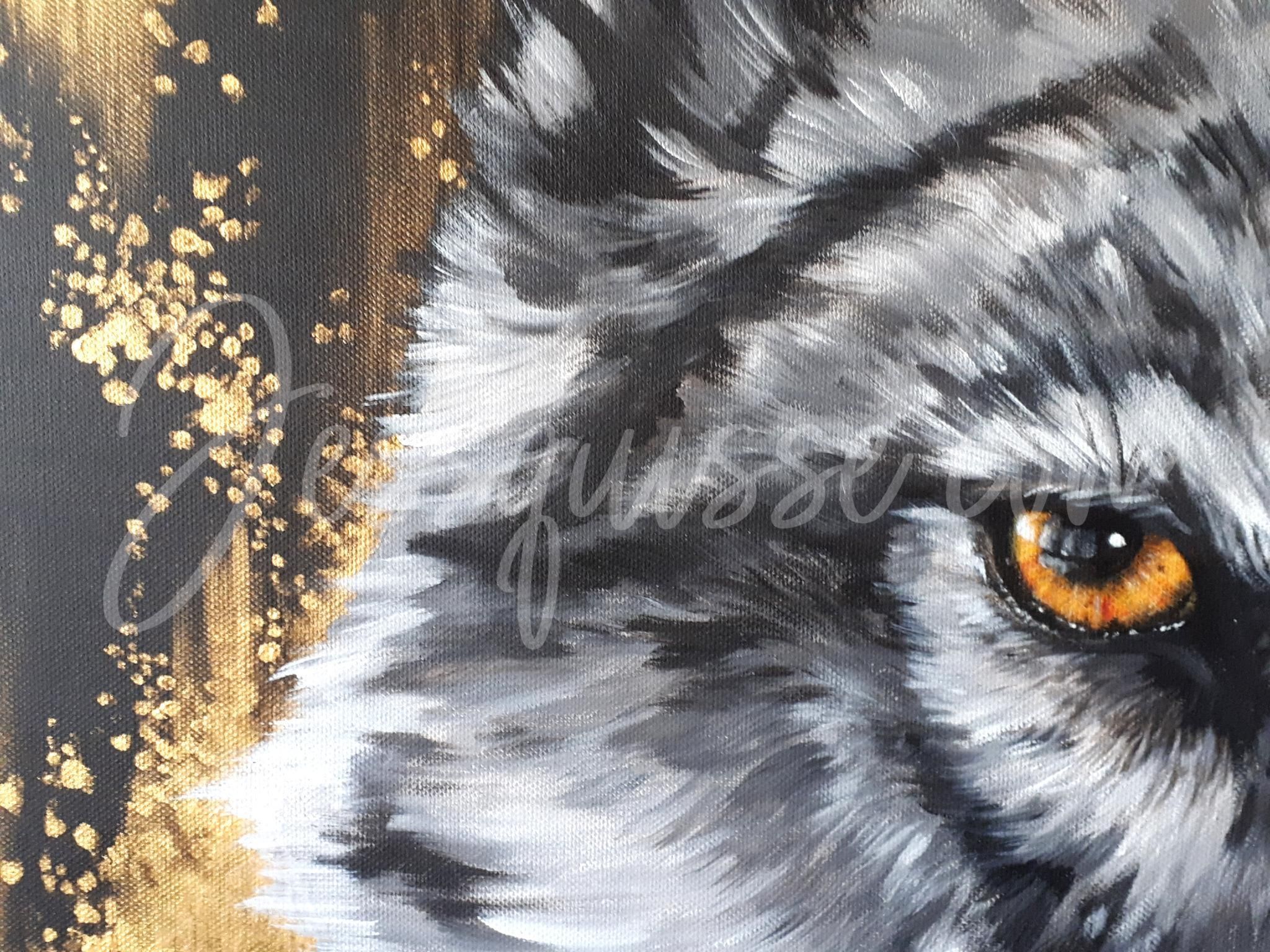 L’Alpha – Peinture acrylique loup 40×50 cm – Image 3