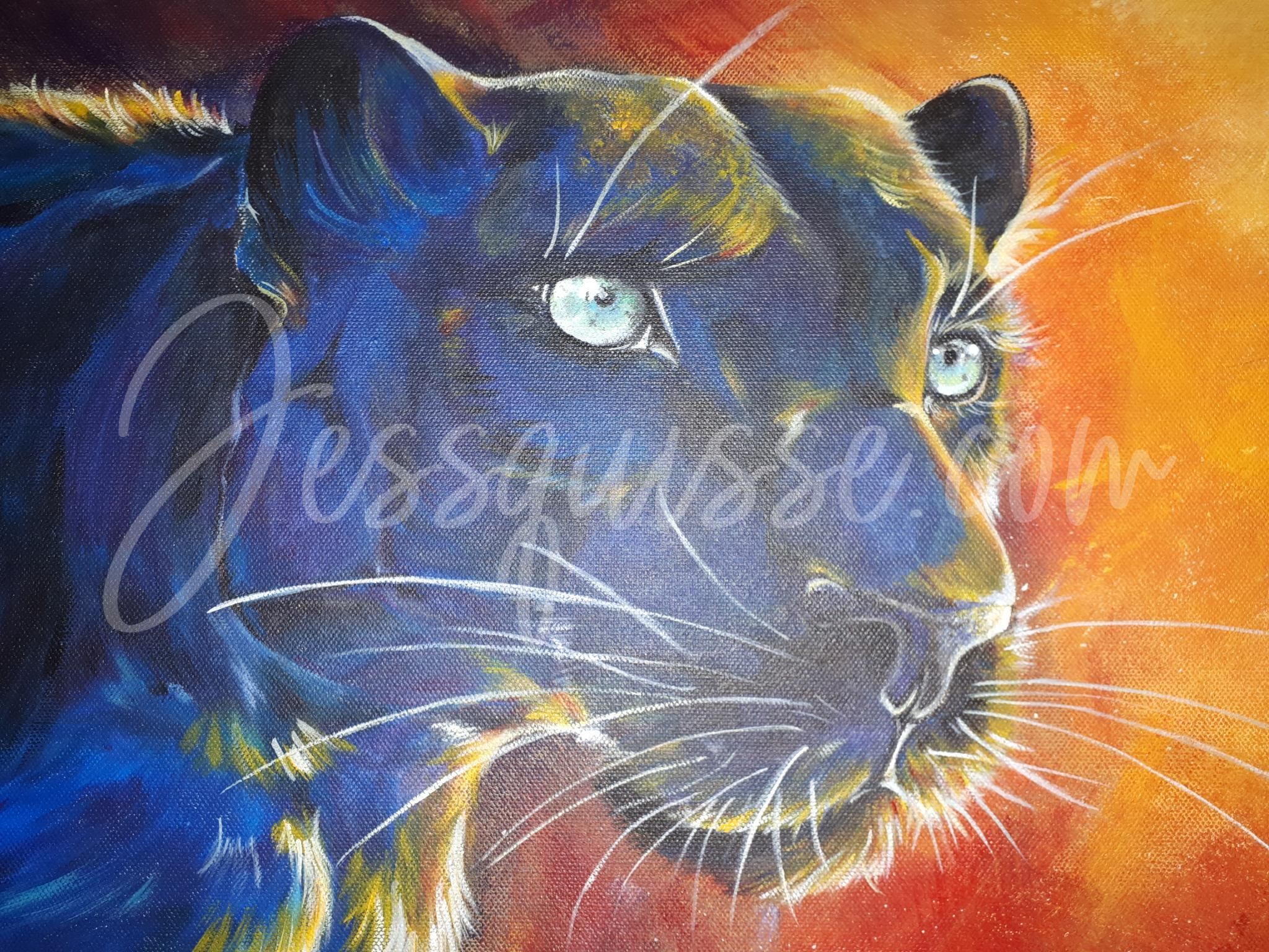 La Féline – Peinture acrylique panthère noire 50×100 cm – Image 8