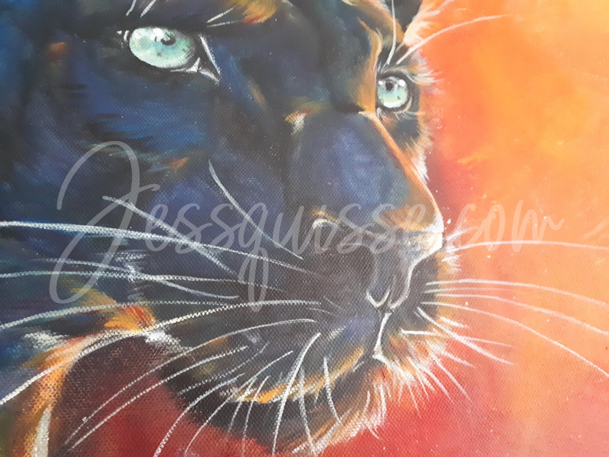 La Féline – Peinture acrylique panthère noire 50×100 cm – Image 7