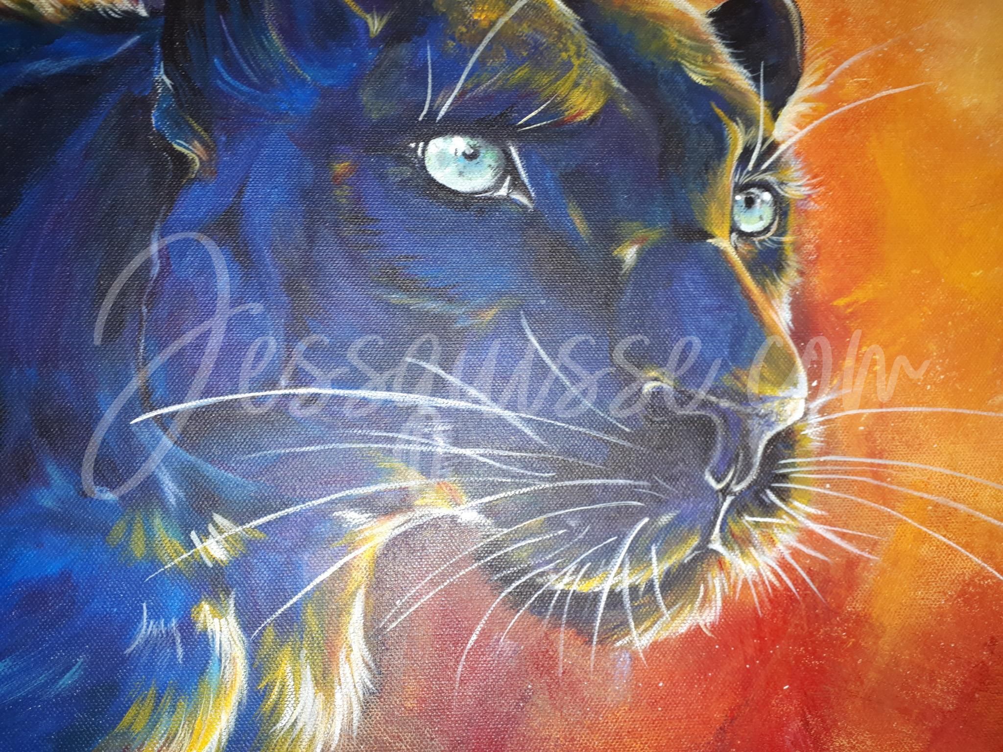 La Féline – Peinture acrylique panthère noire 50×100 cm – Image 4