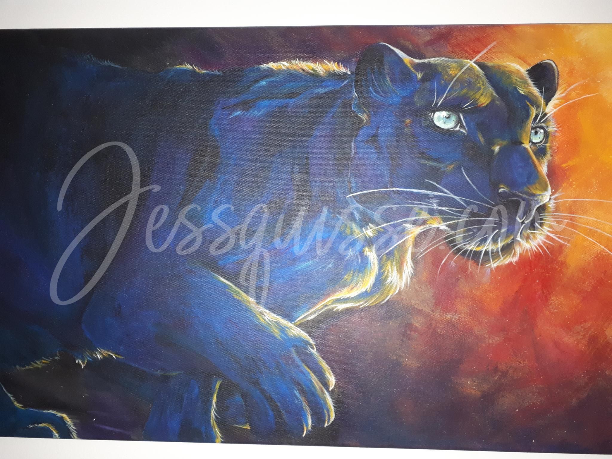 La Féline – Peinture acrylique panthère noire 50×100 cm – Image 3