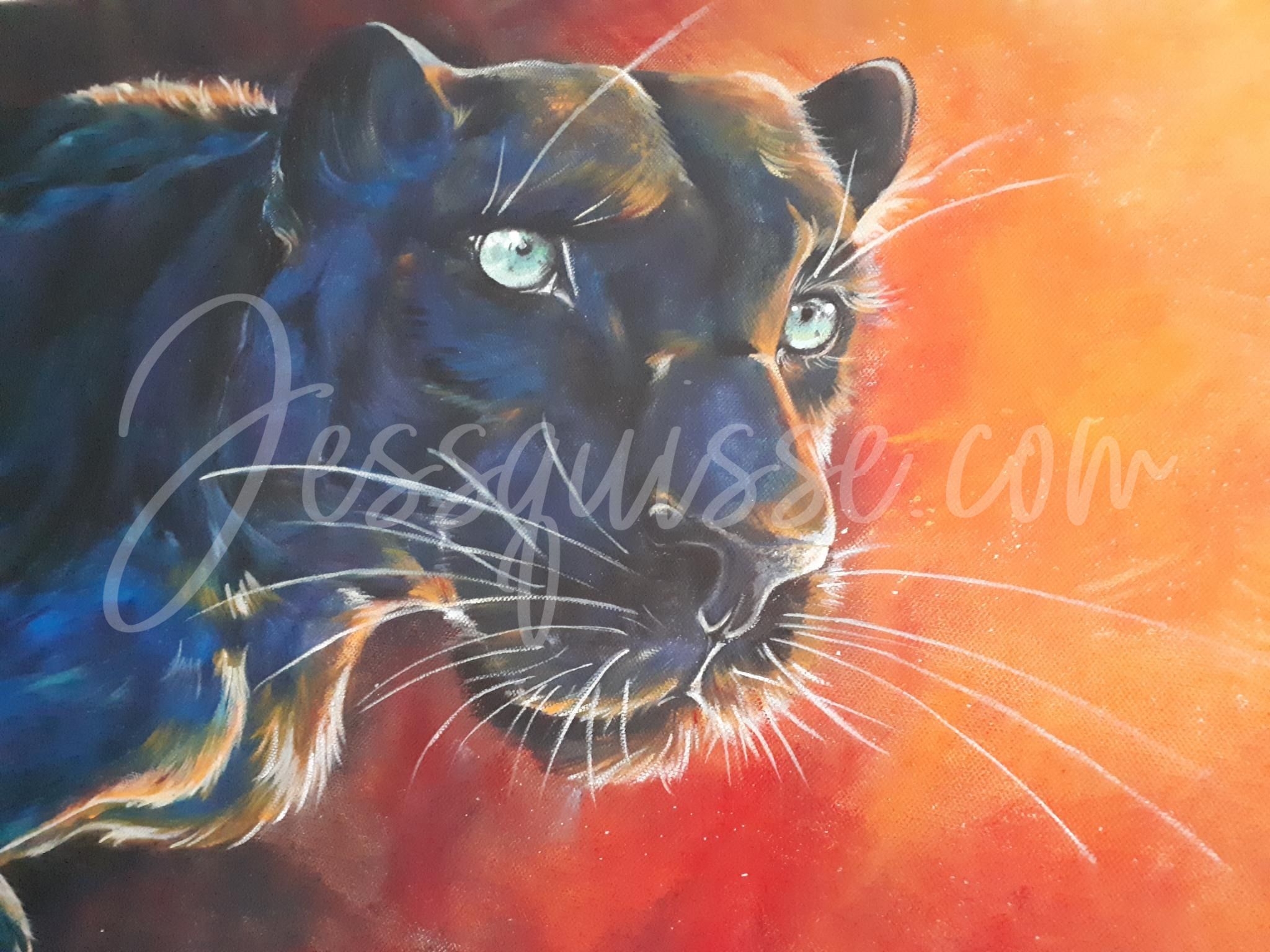 La Féline – Peinture acrylique panthère noire 50×100 cm – Image 2