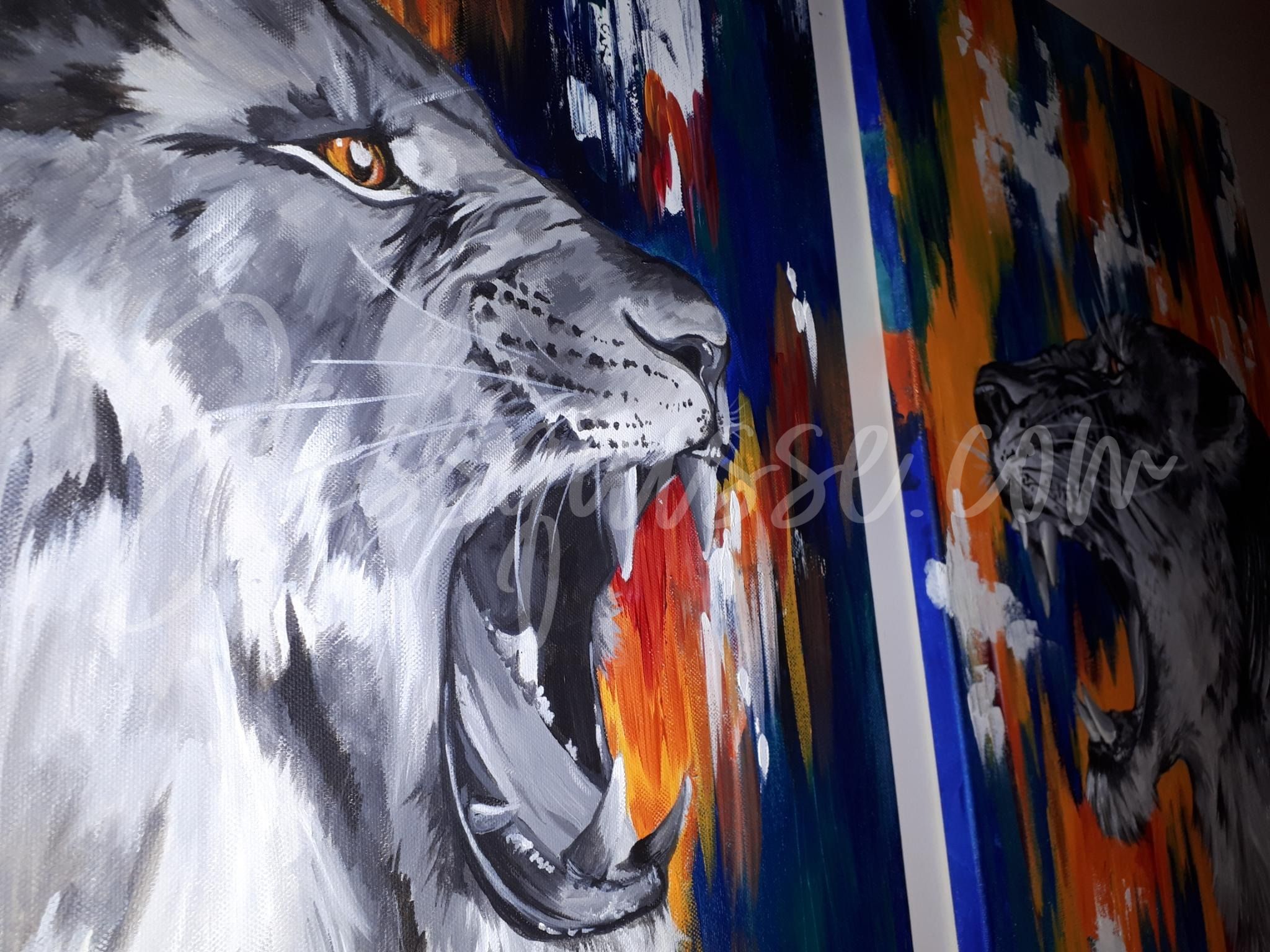 The King – Peinture acrylique lion 50×70 cm – Image 4