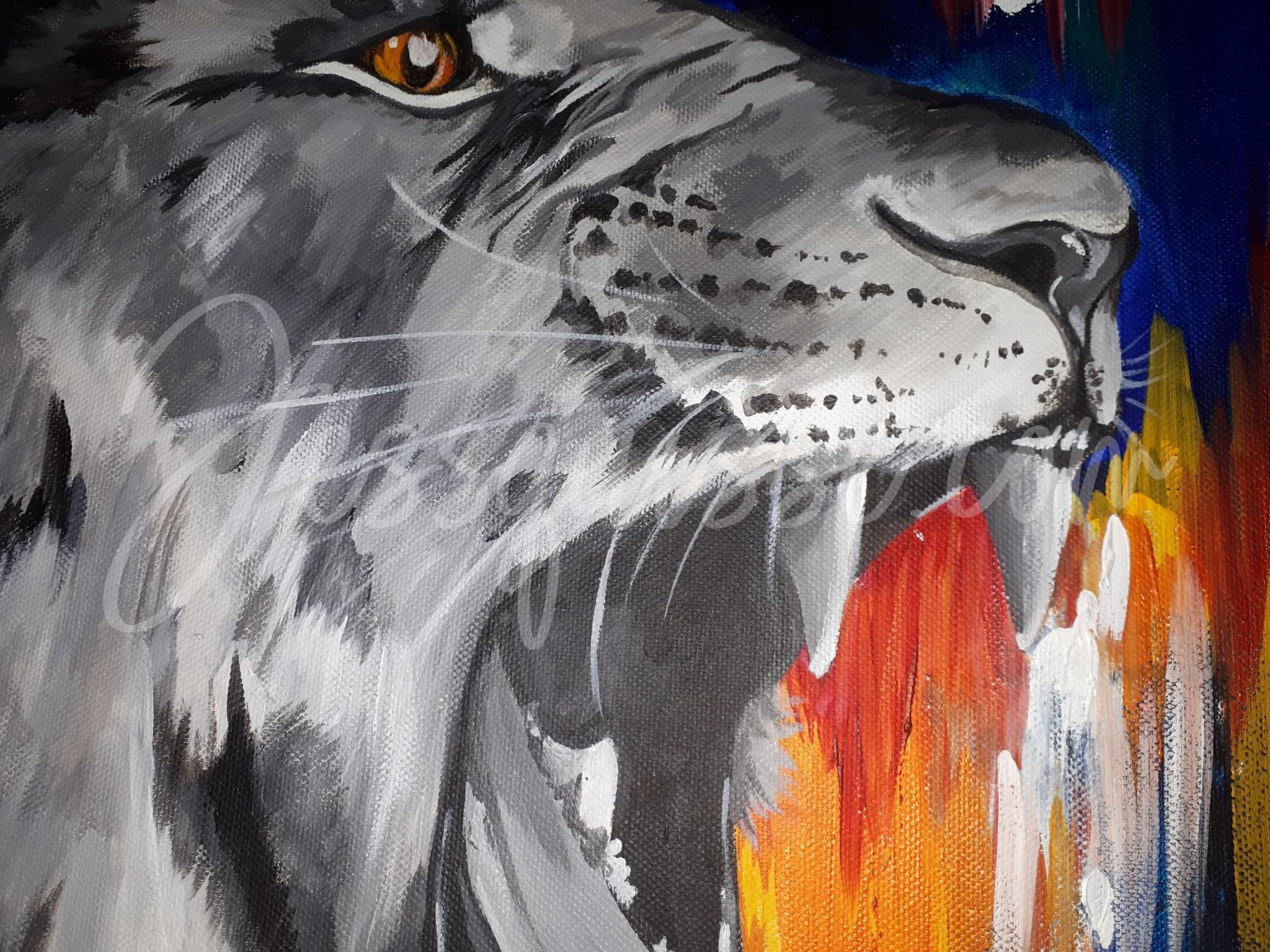 The King – Peinture acrylique lion 50×70 cm – Image 2
