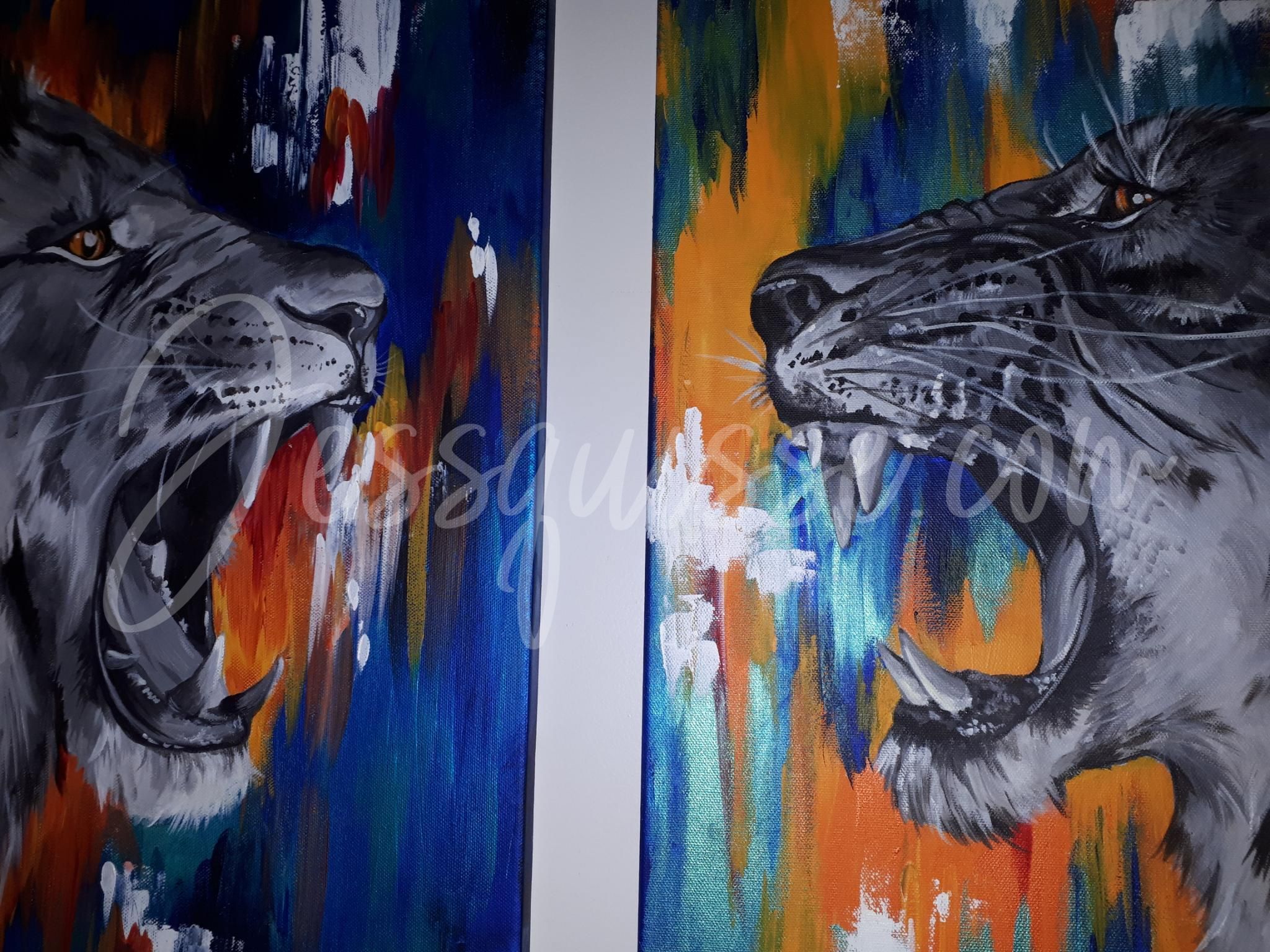 The King – Peinture acrylique lion 50×70 cm – Image 6