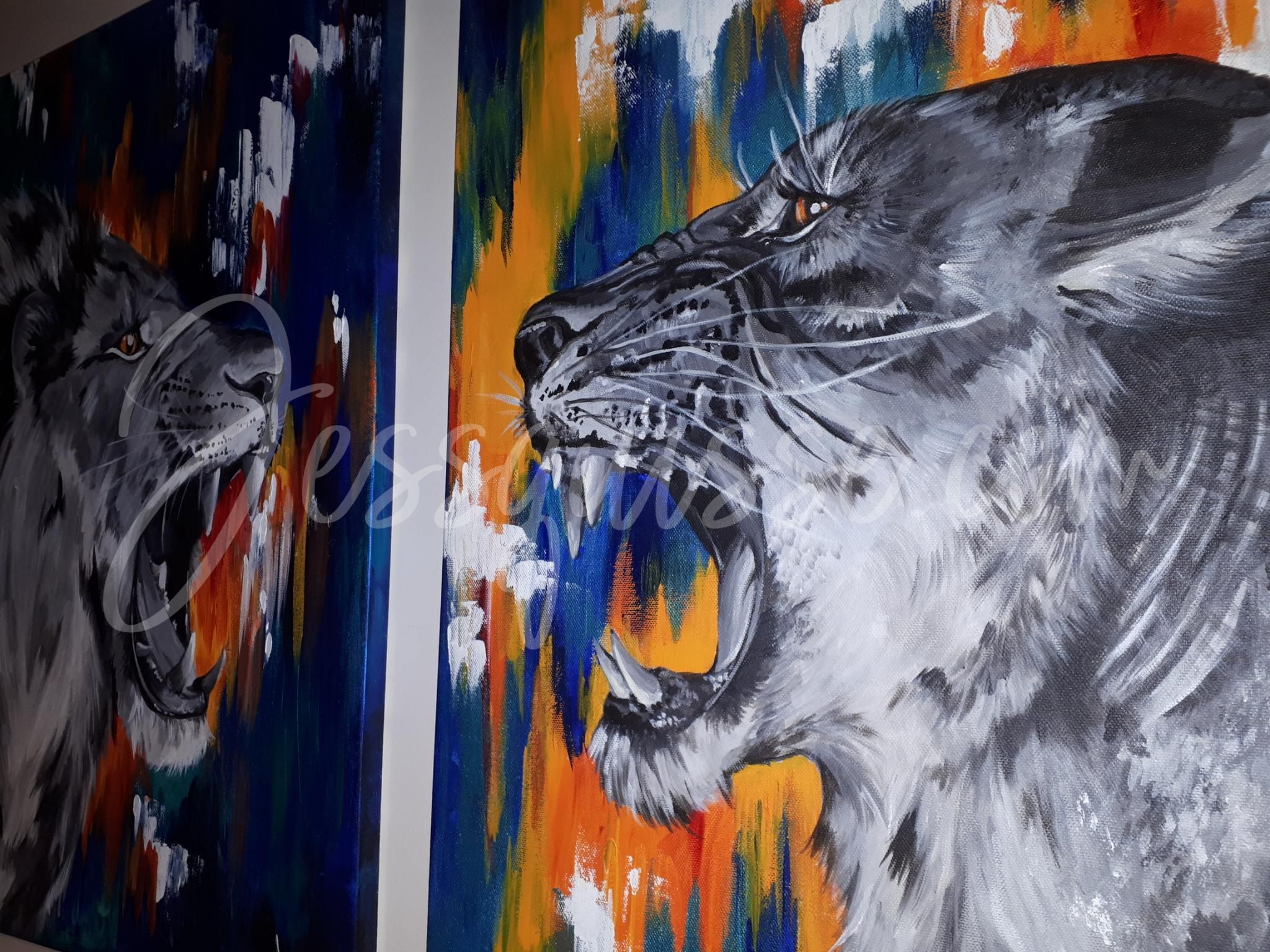 The Queen – Peinture acrylique lionne 50×70 cm – Image 5