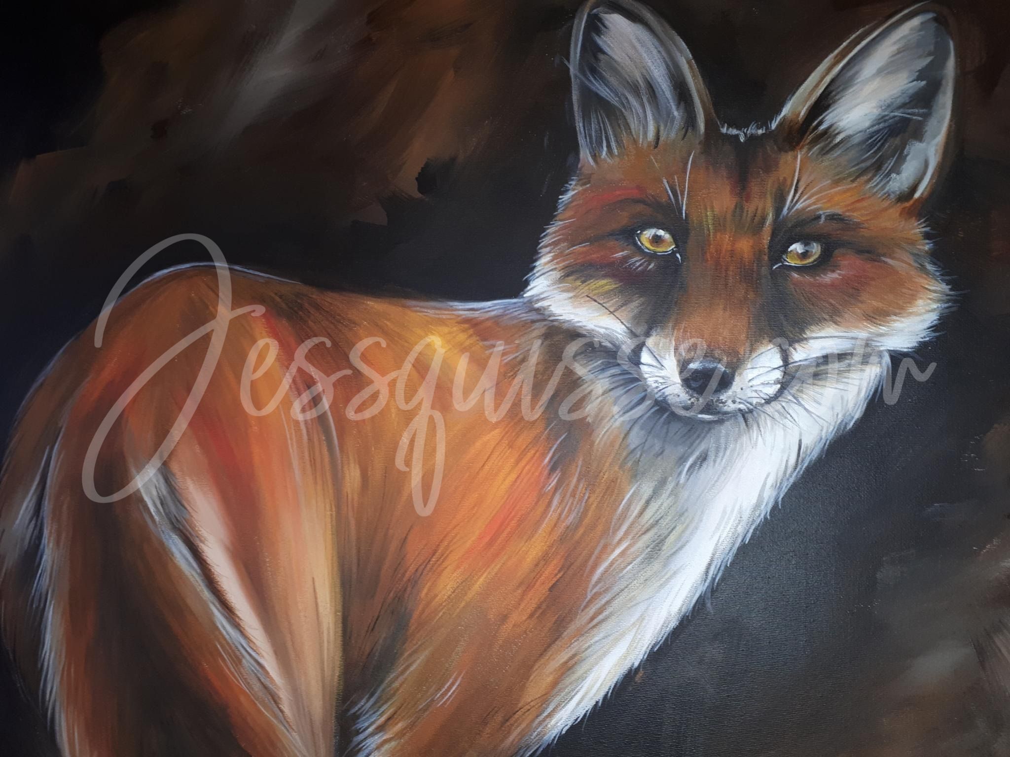Le Rusé : Tableaux acryliques d'animaux colorés de Jessquisse