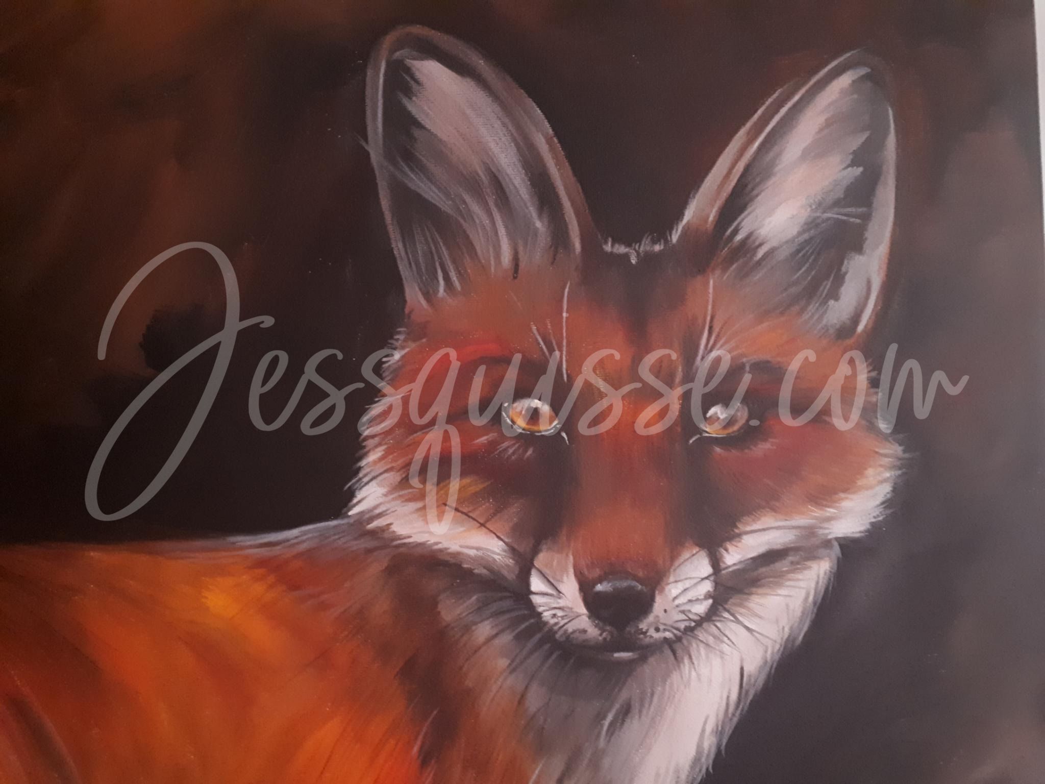 Le Rusé : Tableaux acryliques d'animaux colorés de Jessquisse