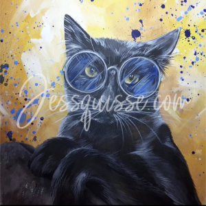 Batman et Fiona – Diptyque acrylique chats 40×40 cm