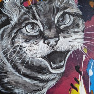 Gadjo – Peinture acrylique chat 50×70 cm