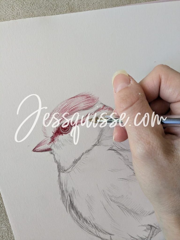 Jessica dans son atelier, en train de peindre