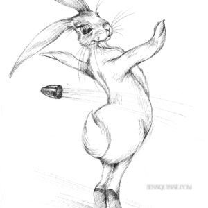 Lapin et balle: tirage d'art animalier Jessquisse