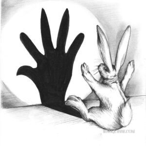 Lapin et ombre: tirage d'art animalier Jessquisse