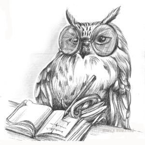 Hibou intello: tirage d'art animalier Jessquisse