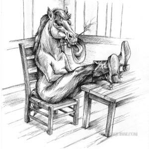 Cheval cowboy: tirage d'art animalier Jessquisse