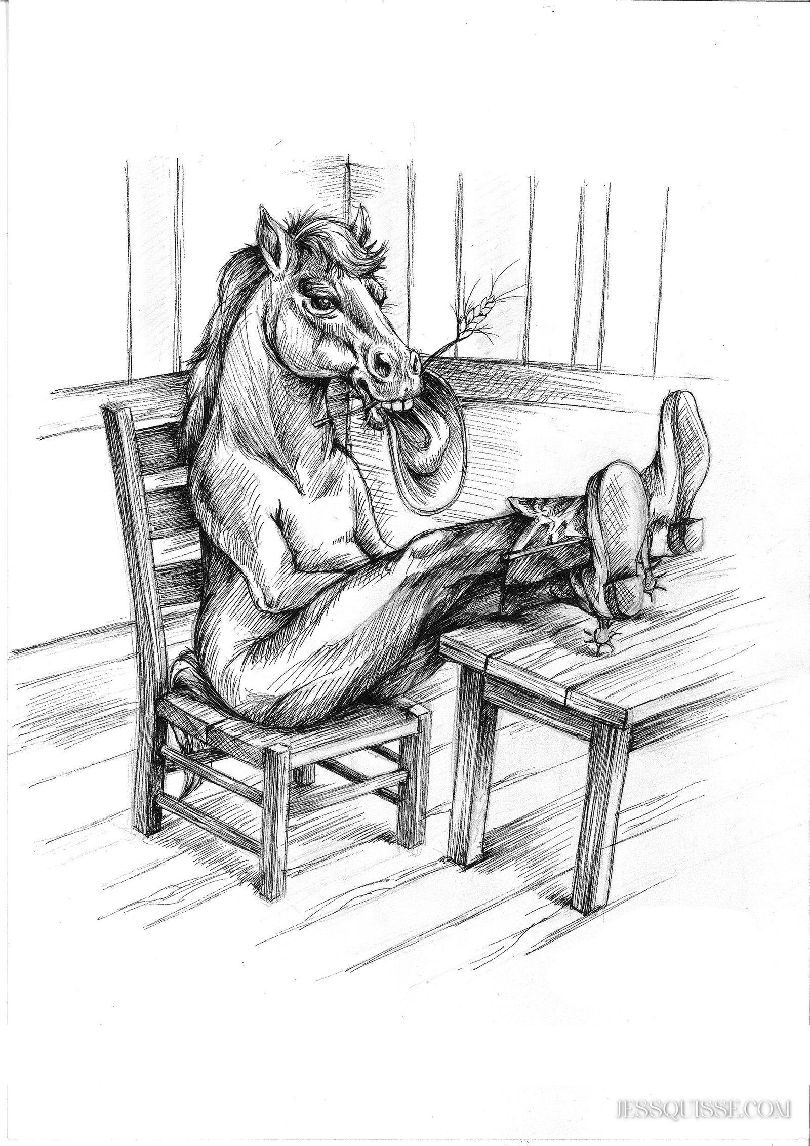 Cheval cowboy: tirage d'art animalier Jessquisse