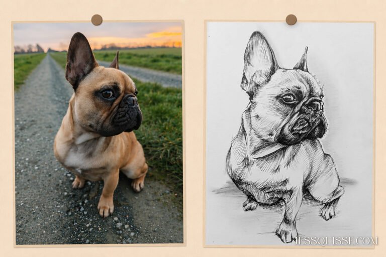 De la photo au portrait au stylo : bouledogue