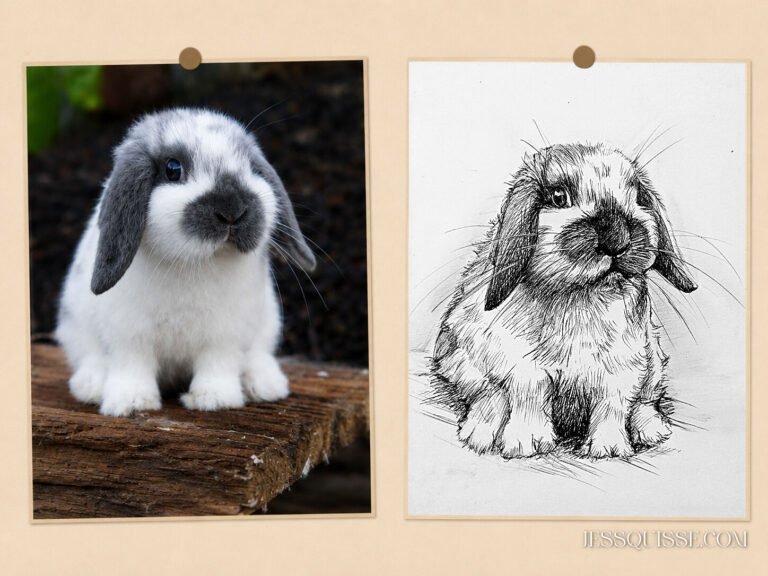 De la photo au portrait au stylo : lapin